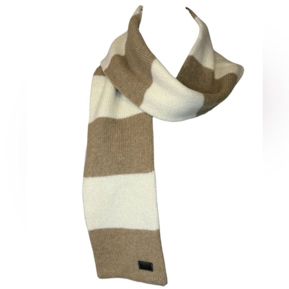 Coach Wool Striped Scarf OS Flawed tan cream winter y2k classic fall
